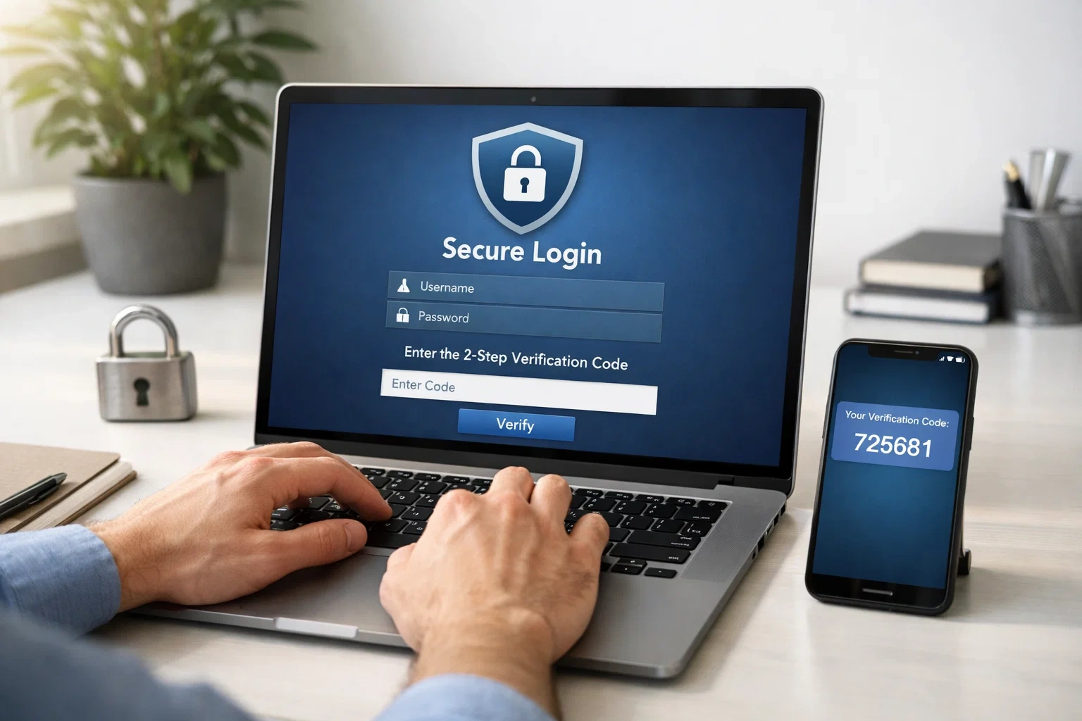 Secure online betting environment with two-factor authentication on laptop screen