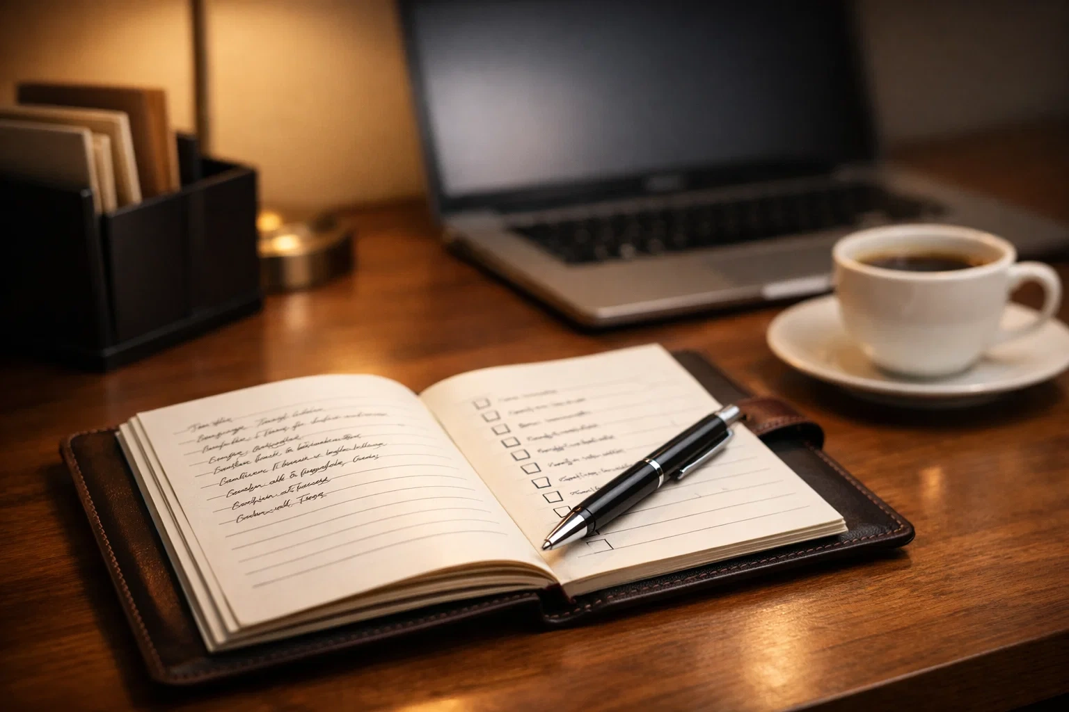 Organized desk with notebook showing betting account management and tracking system