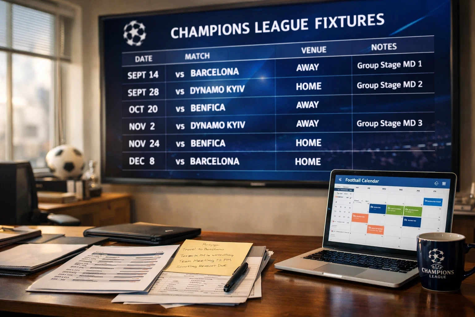 Football match scheduling and fixture planning for Champions League season