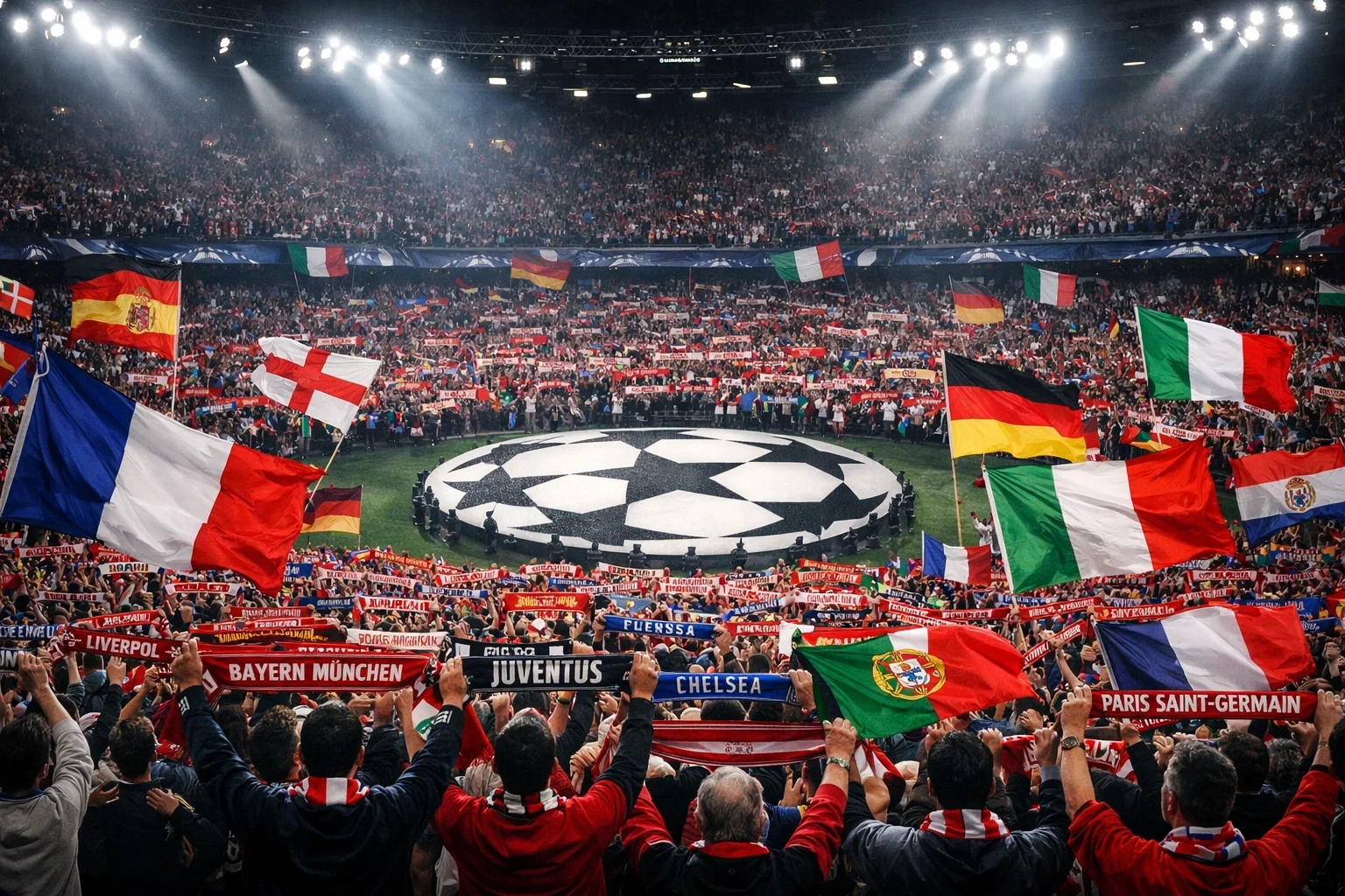 European football clubs from different leagues competing in Champions League